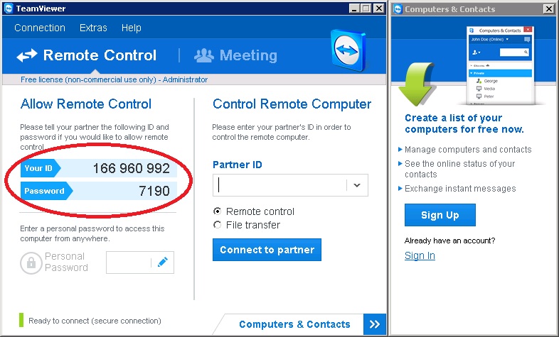 Teamviewer ID en Wachtwoord