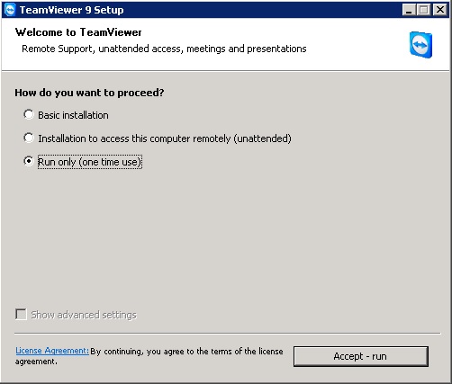 Teamviewer Install/Run screenshot